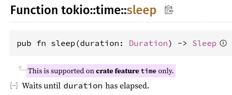 The Tokio crate's time feature